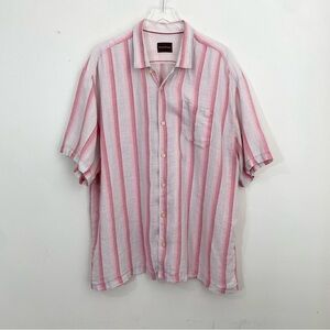 Tommy Bahama 100% Linen Button Down Shirt Mens Size XXL Pink White